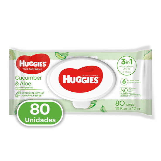 Toallitas Húmedas Pepino & Aloe, 80 uds