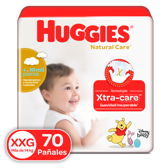 Pañales Huggies Natural Care Talla XXG, 70uds