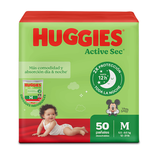 Pañales Huggies Active Sec 2/M 50U