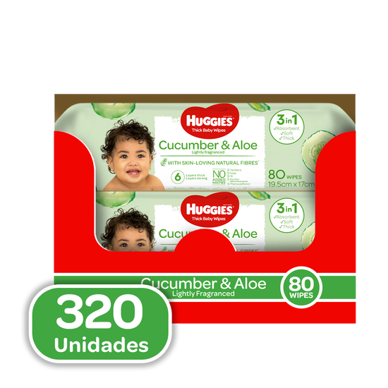Combo Toallitas Húmedas Pepino & Aloe, 320uds