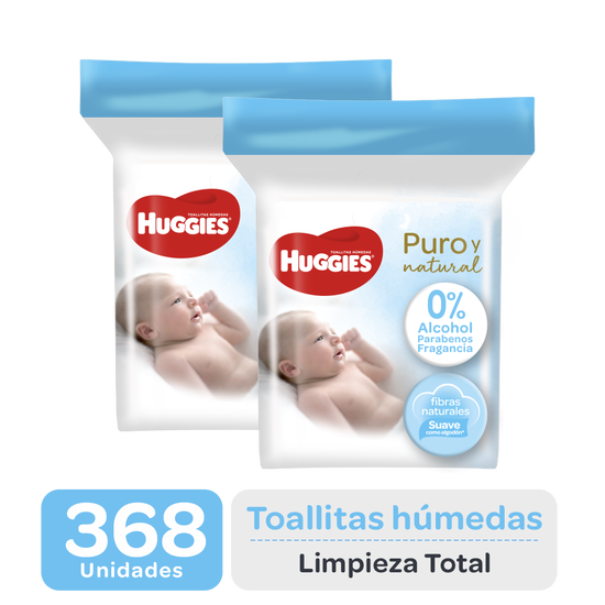 Combo Toallitas Húmedas Puro y Natural, 368uds