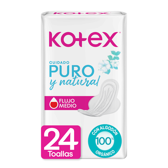 Toallas Femeninas Kotex Puro y Natural 24U