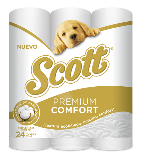 Papel Higiénico Scott Premium Comfort Triple Hoja 24 Rollos