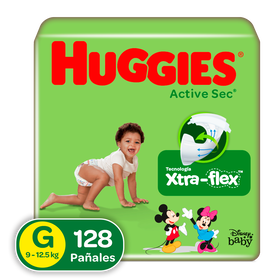 Pañales Huggies Active Sec Xtra-Flex G, 128uds